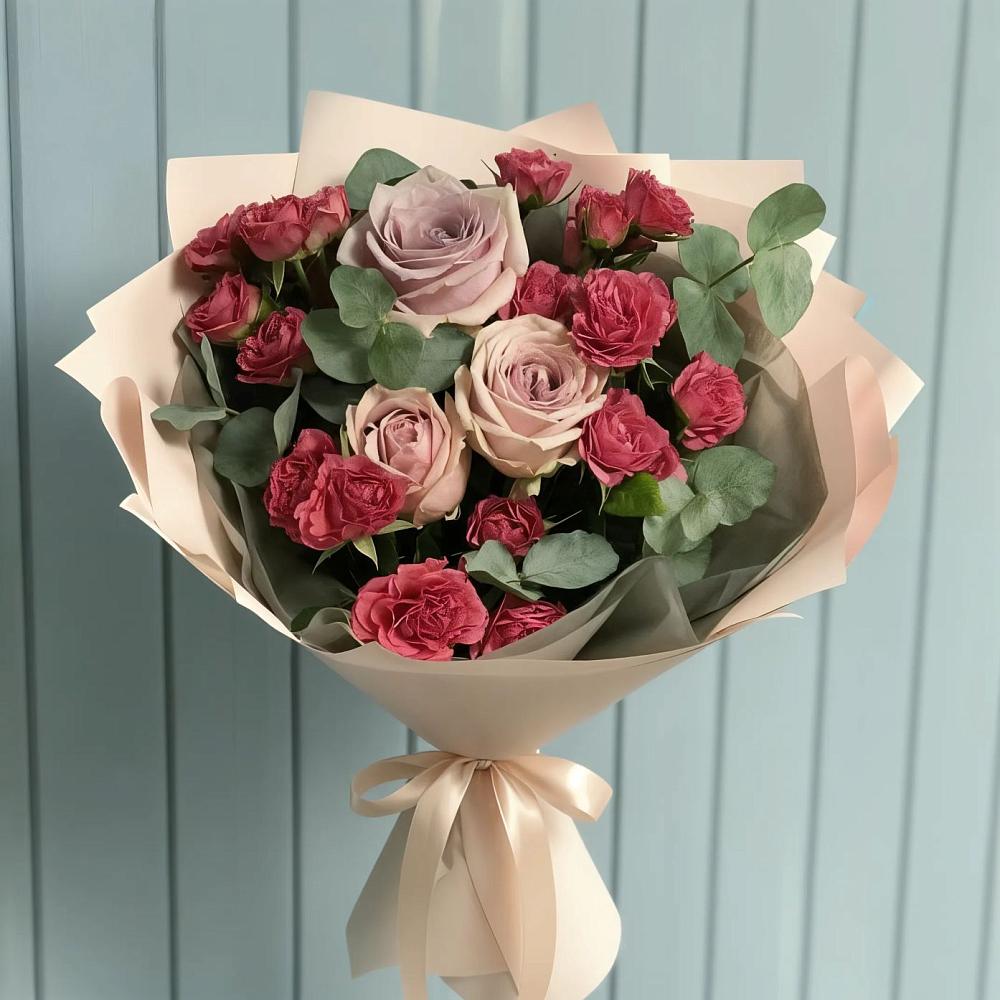 Букет цветов из: Гвоздики и Розы в Новолуговом