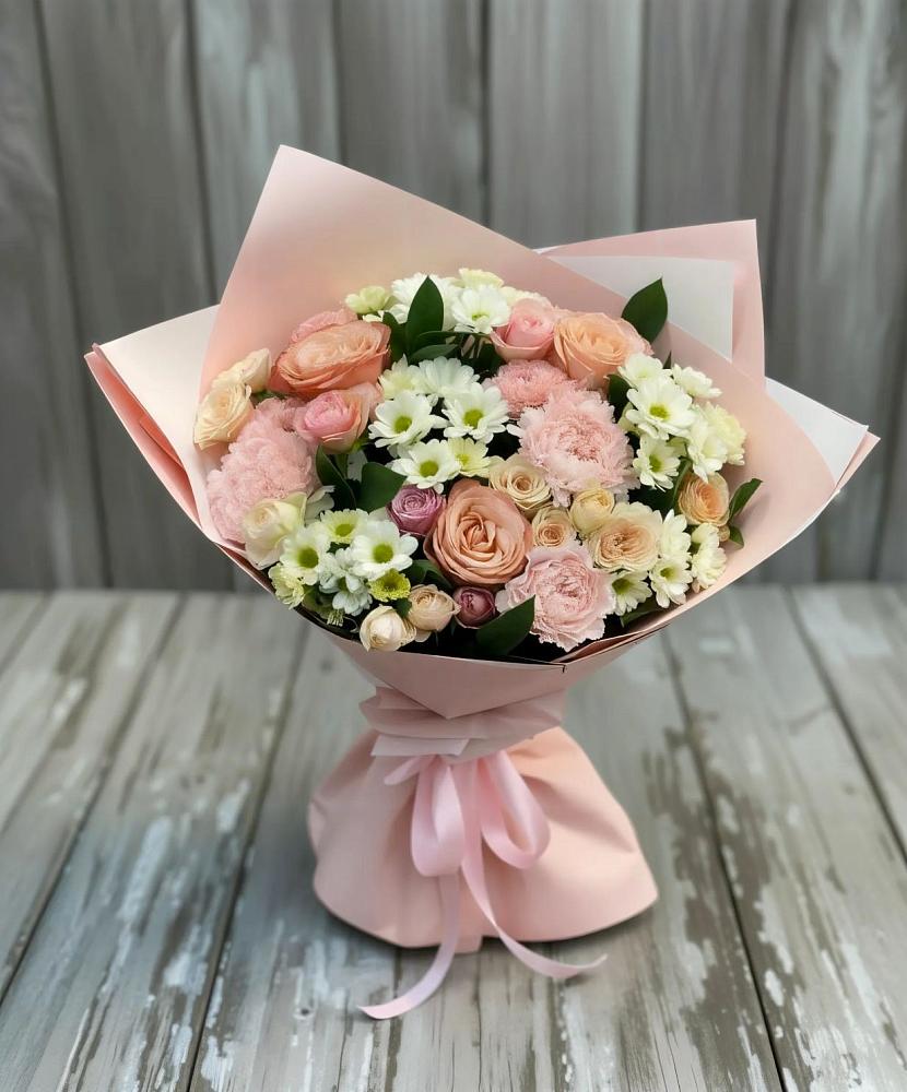 Букет цветов из: Гвоздики, Розы и Хризантемы в Новолуговом