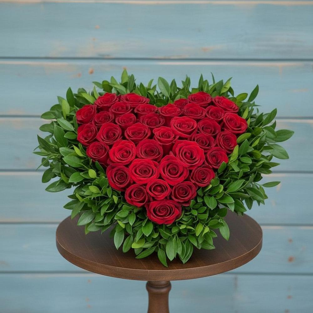 Цветочная композиция из Розы в виде сердца в Новолуговом