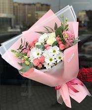 Букет цветов из:  Розы, Лизиантусы и Хризантемы в Новолуговом