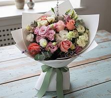 Букет цветов из:  Розы, Лизиантусы и Гвоздики в Новолуговом