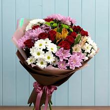 Букет цветов из:  Розы, Хризантемы и Альстромерии #REPLACE_PRED# Новолуговом
