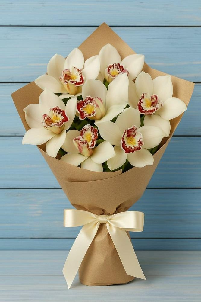 Букет цветов из: Орхидеи и Розы в Новолуговом