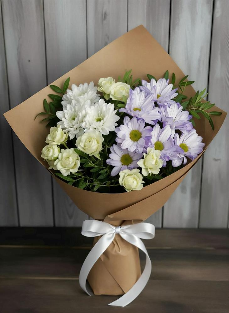 Букет цветов из: Хризантемы и Розы в Новолуговом